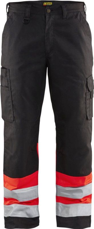 BLAKLÄDER® unisex Warnschutzhose 1564 schwarz, leuchtrot Größe 27