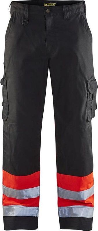 BLAKLÄDER® unisex Warnschutzhose 1564 schwarz, leuchtrot Größe 24