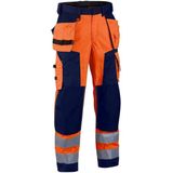 Blåkläder - 1567-2517 Softshell Werkbroek - High Vis - Oranje/Marineblauw - Waterafstotend