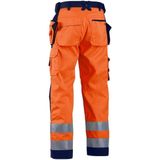 Blåkläder - 1567-2517 Softshell Werkbroek - High Vis - Oranje/Marineblauw - Waterafstotend