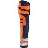 Blåkläder - 1567-2517 Softshell Werkbroek - High Vis - Oranje/Marineblauw - Waterafstotend