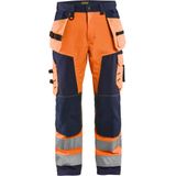 Blåkläder - 1567-2517 Softshell Werkbroek - High Vis - Oranje/Marineblauw - Waterafstotend