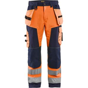 Blåkläder - 1567-2517 Softshell Werkbroek - High Vis - Oranje/Marineblauw - Waterafstotend