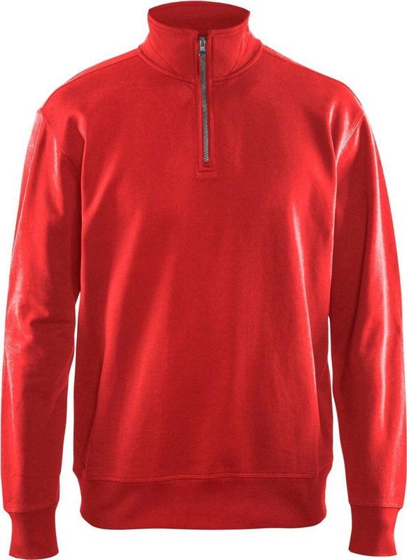 Blåkläder - Sweatshirt met Halve Rits - Rood - Katoenmix