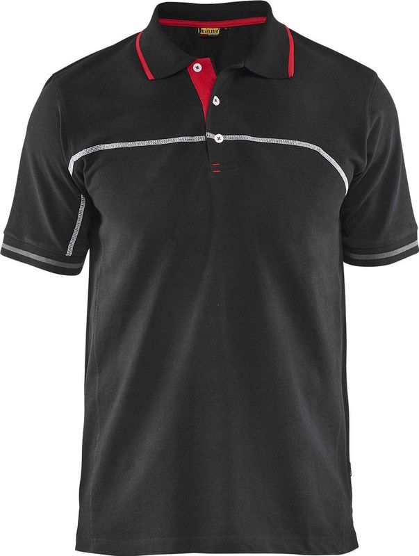 Poloshirt korte mouw knoopsluiting 3389 - zwart/rood