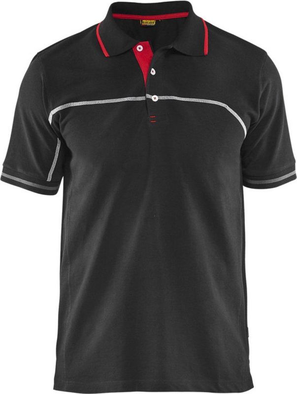 Poloshirt korte mouw knoopsluiting 3389 - zwart/rood