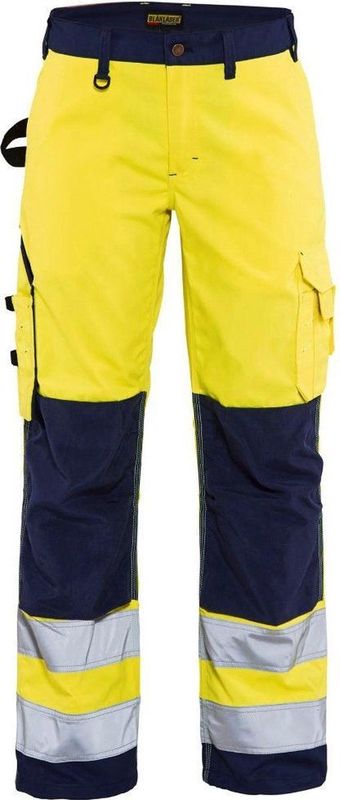 BLAKLÄDER® Damen Warnschutzhose 7155 gelb, marine Größe 38