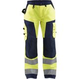 Blaklader 7155 Dames Reflecterende Werkbroek Geel/Marineblauw