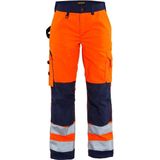 Blaklader Dames werkbroek High Vis zonder spijkerzakken 7155-1811 - High Vis Oranje/Marineblauw