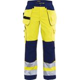 Blaklader Dames werkbroek High Vis met spijkerzakken 7156-1811 - High Vis Geel/Marineblauw