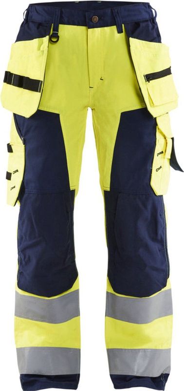 Blaklader Dames werkbroek High Vis met spijkerzakken 7156-1811 - High Vis Geel/Marineblauw