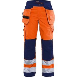 Blaklader Dames werkbroek High Vis met spijkerzakken 7156-1811 - High Vis Oranje/Marineblauw - D21