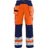 Blaklader Dames werkbroek High Vis met spijkerzakken 7156-1811 - High Vis Oranje/Marineblauw - D25