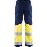 Blaklader 1551 Reflecterende Werkbroek Stretch Marineblauw/Geel