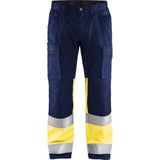 Blaklader 1551 Reflecterende Werkbroek Stretch Marineblauw/Geel