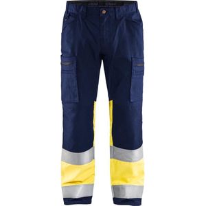 Blaklader 1551 Reflecterende Werkbroek Stretch Marineblauw/Geel