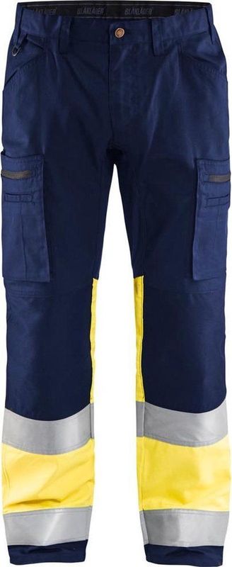 Blaklader 1551 Reflecterende Werkbroek Stretch Marineblauw/Geel
