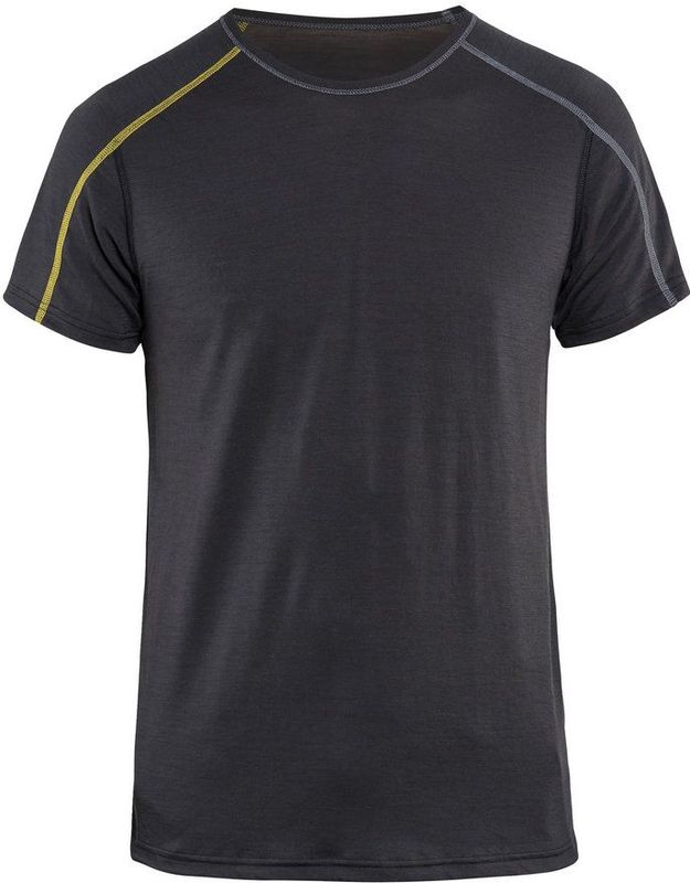 Blåkläder - 4798-1734 Onderhemd - Korte Mouw - Donkergrijs/Geel - 100% Merinowol