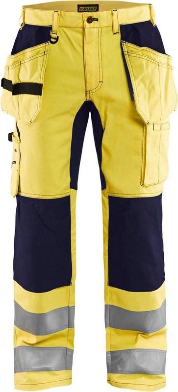 Blaklader 1552 Reflecterende Werkbroek Stretch Geel/Marineblauw