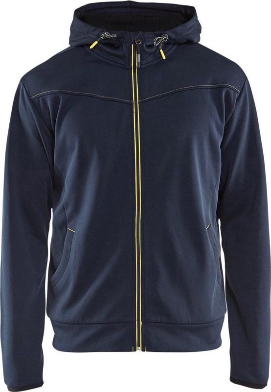 Blåkläder - Hoodie - Donkerblauw/Geel - Zachte Voering - Ritssluiting