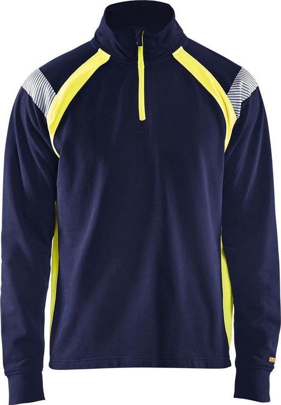 Blåkläder - 3432-1158 - Sweatshirt - Marine/High Vis Geel - 100% Katoen/Polyester