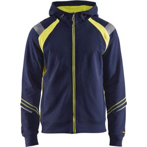 Blåkläder - 3433-1158 - Hooded Sweatshirt - Marine/High Vis Geel - Katoen/Polyester