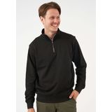 Sweatshirt - Donkergrijs - Zacht - Halve Rits - Geribde Boorden