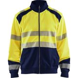 Blåkläder - 3558-2528 Sweatshirt hele rits - High Vis Geel/Marineblauw - Kangoeroezak