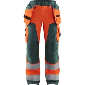 Blaklader Dames werkbroek High Vis met spijkerzakken 7156-1811 - High Vis Oranje/Groen