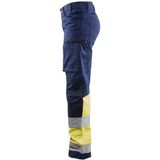 Blaklader Dames werkbroek High Vis met stretch 7161-1811 - Marine/High Vis Geel