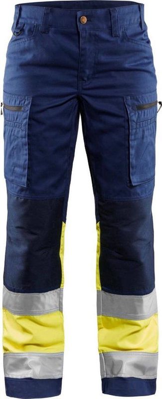 Blaklader Dames werkbroek High Vis met stretch 7161-1811 - Marine/High Vis Geel