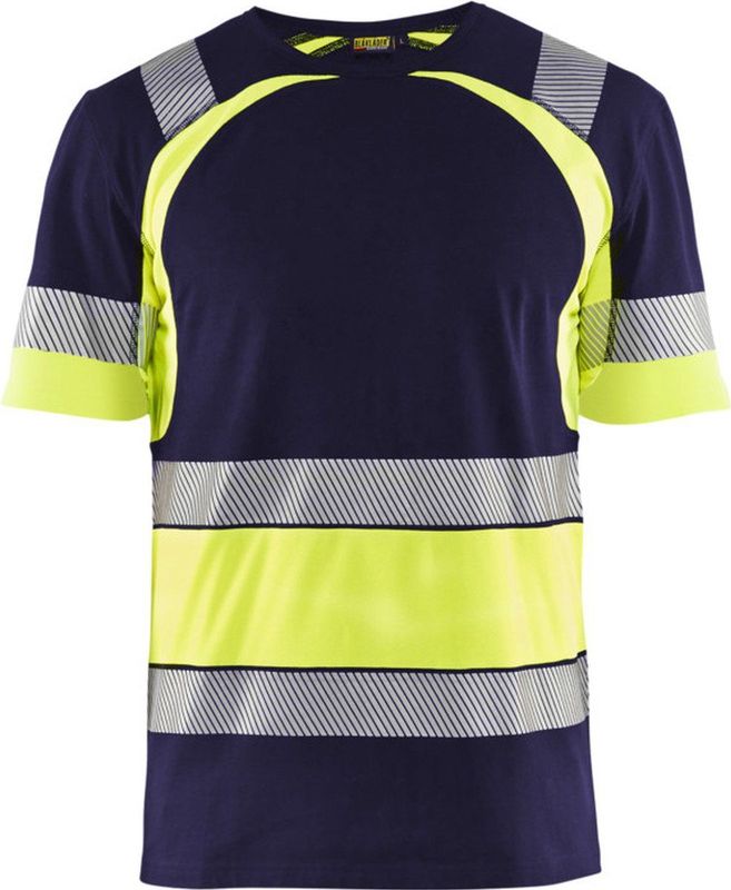 Blåkläder - 3421-1030 - T-shirt - High Vis Marine/High Vis Geel - Katoen/Polyester