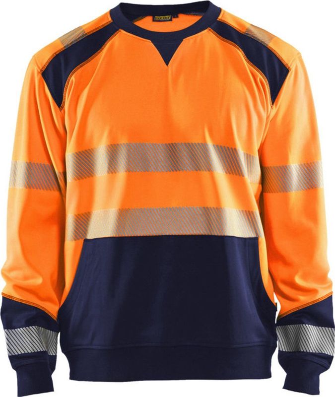 Blåkläder - 3541-2528 Sweatshirt - High Vis - Oranje/Marineblauw - Kangoeroezak