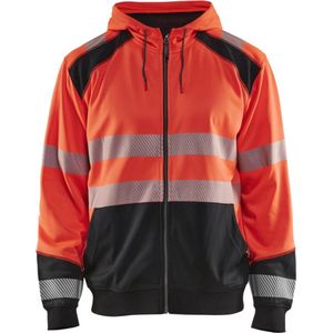 Blåkläder - 3546-2528 - Hooded Sweatshirt - High Vis Rood/Zwart - Kangoeroezak - EN ISO 20471