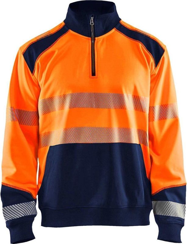 Blaklader Sweatshirt halve rits High Vis 3556-2528 - High Vis Oranje/Marineblauw