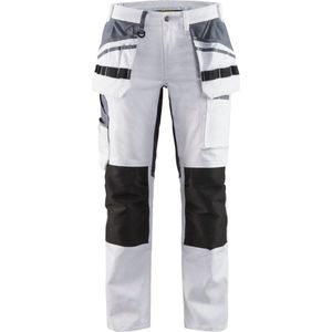 Schilders werkbroek Dames met stretch 7910 - wit/zwart