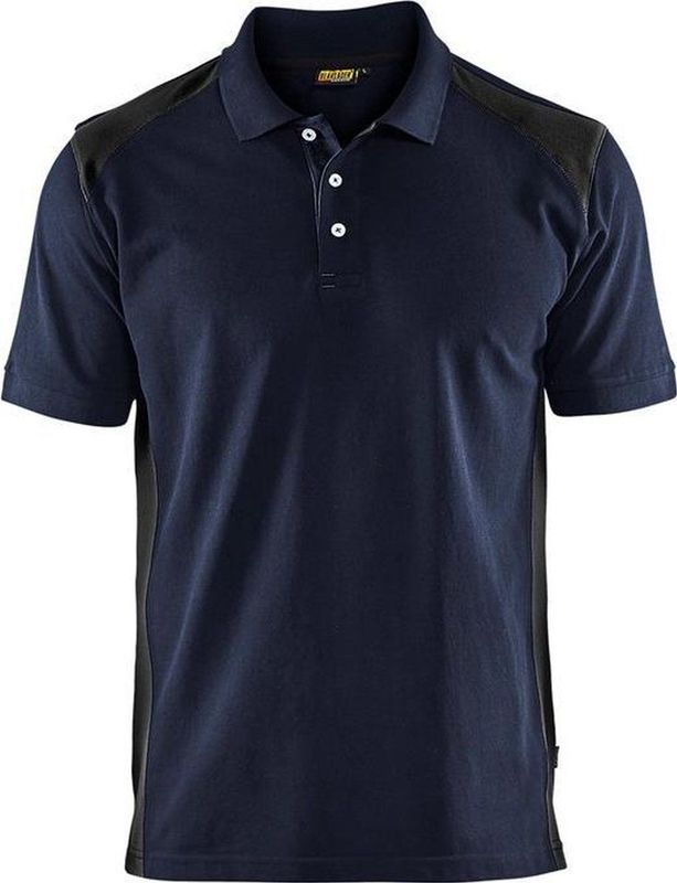 Poloshirt Piqué 3324 - kraag met knoopsluiting - marineblauw/zwart