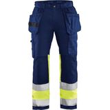 Blaklader 1558 Reflecterende Werkbroek Stretch Marineblauw/Geel
