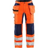 Blaklader 1552 Reflecterende Werkbroek Stretch Oranje/Marineblauw