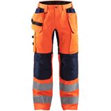 Blaklader 1552 Reflecterende Werkbroek Stretch Oranje/Marineblauw