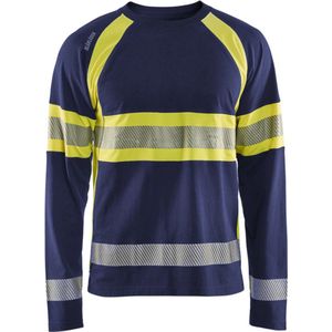Blåkläder - 3510-1030 T-shirt Lange Mouwen - High Vis Marine/High Vis Geel - 100% Katoen
