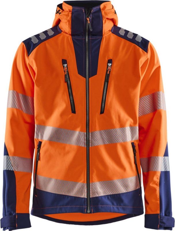 Blåkläder 4491-2513 Softshell jack High Vis High Vis Oranje/Marineblauw maat 4XL