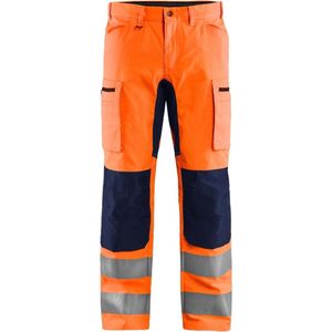 Blaklader 1585 Reflecterende Werkbroek Stretch Oranje/Marineblauw