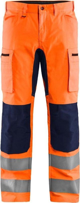 Blaklader 1585 Reflecterende Werkbroek Stretch Oranje/Marineblauw