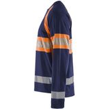 Blåkläder - 3510-1030 - T-shirt Lange Mouwen - High Vis - Marineblauw/Oranje - 100% Katoen