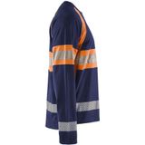 Blåkläder - 3510-1030 - T-shirt Lange Mouwen - High Vis - Marineblauw/Oranje - 100% Katoen