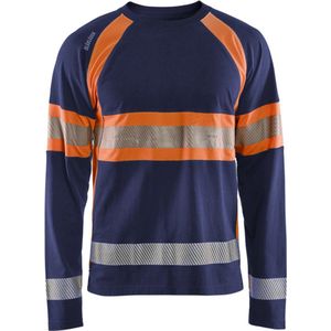 Blåkläder - 3510-1030 - T-shirt Lange Mouwen - High Vis - Marineblauw/Oranje - 100% Katoen