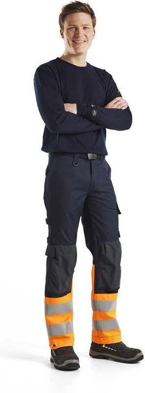 Blåkläder - Multinorm Werkbroek - Marineblauw/Oranje - Inherent Vlamvertragend