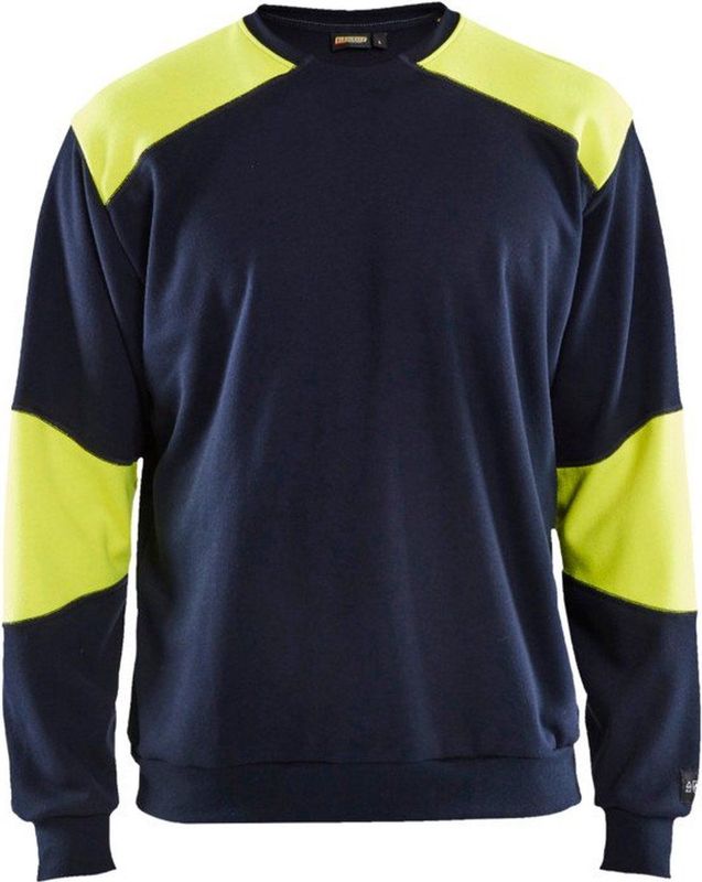 Blaklader Vlamvertragend sweatshirt 3458-1762 - Marine/High Vis Geel