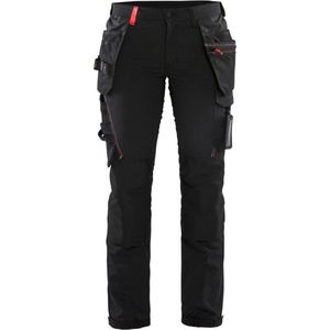 Blåkläder - 7192-1645 Werkbroek - Zwart/Rood - 4-weg Stretch - Dames